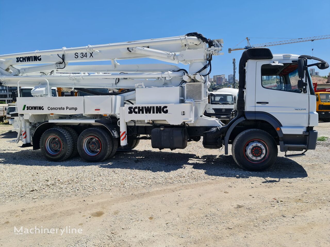 Schwing S 34X  on chassis Mercedes-Benz  AXOR 3028 concrete pump